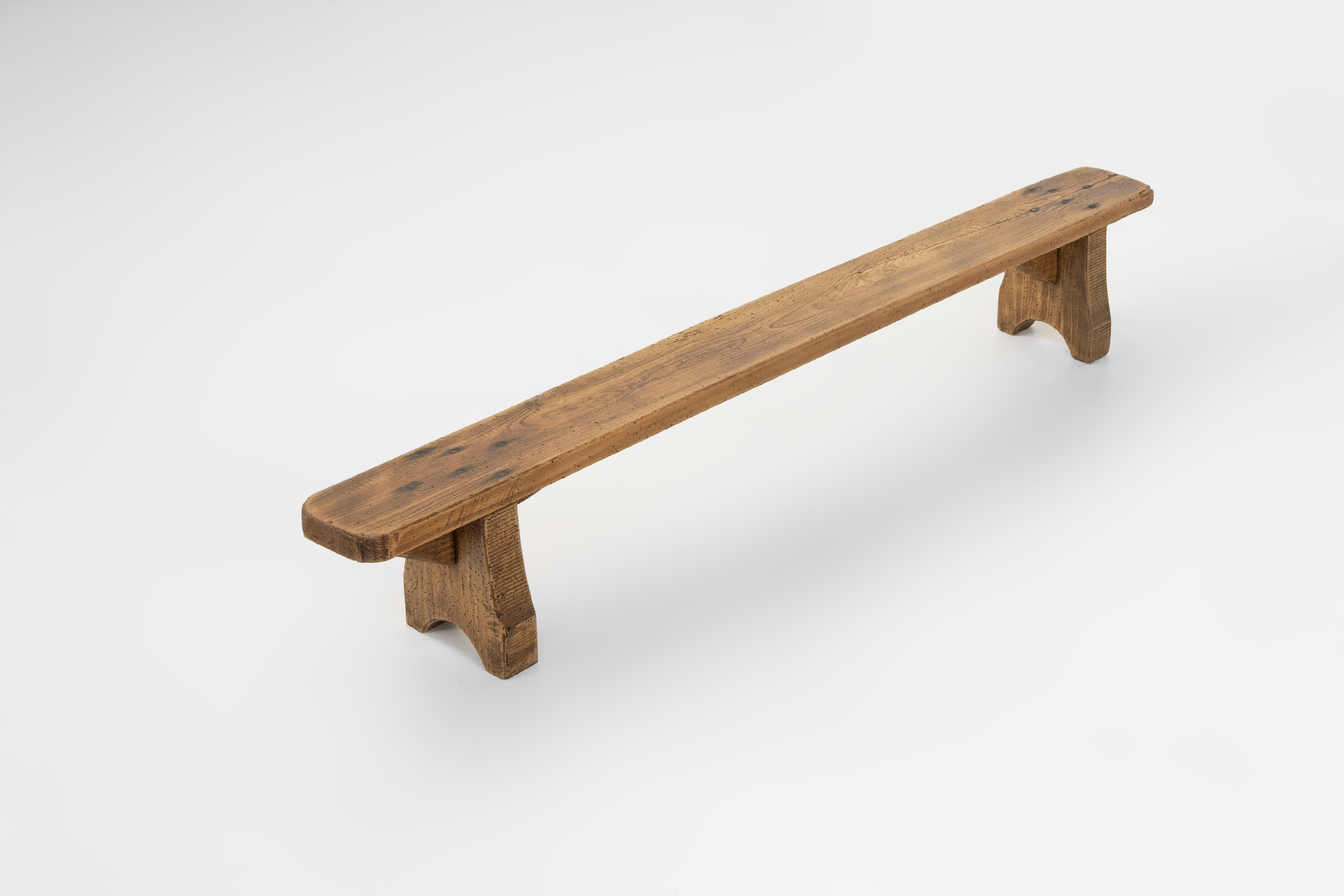 Rustic low bench in solid wood, France ca. 1850thumbnail